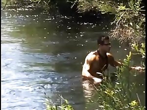 Curious aboriginal inhabitant of rainforest of Amazonian region found unaffected by the river bank gay magazine and imagined strange carnal knowledge with pretty white boy with fair hair Felipe Vilhena