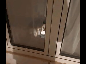Spying flatmate Jerking Off (from the street window)
