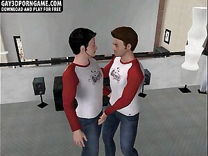 Two hot 3D twins are downward ass to ass anent a dildo