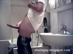 Boy big dick - handjob in the bathroom