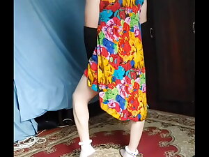 18 Youtube Model Crossdresserkitty Erotic Villager Housewife Dress Long Stockings White BBW Femboy Stripteasing At Stepsister
