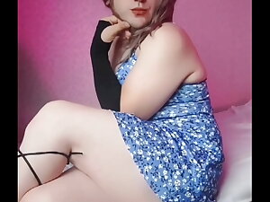 Nylon Shemale Mini Jeans Dress Sexy Legs Lady Lad Big Butt Big Ass Sissy Crossdresser