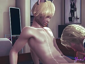 Yaoi Femboy Osuke -  Could this blonde femboy ride like a horse? - 3D anime manga